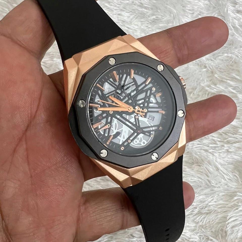 Black and rose discount gold watch mens