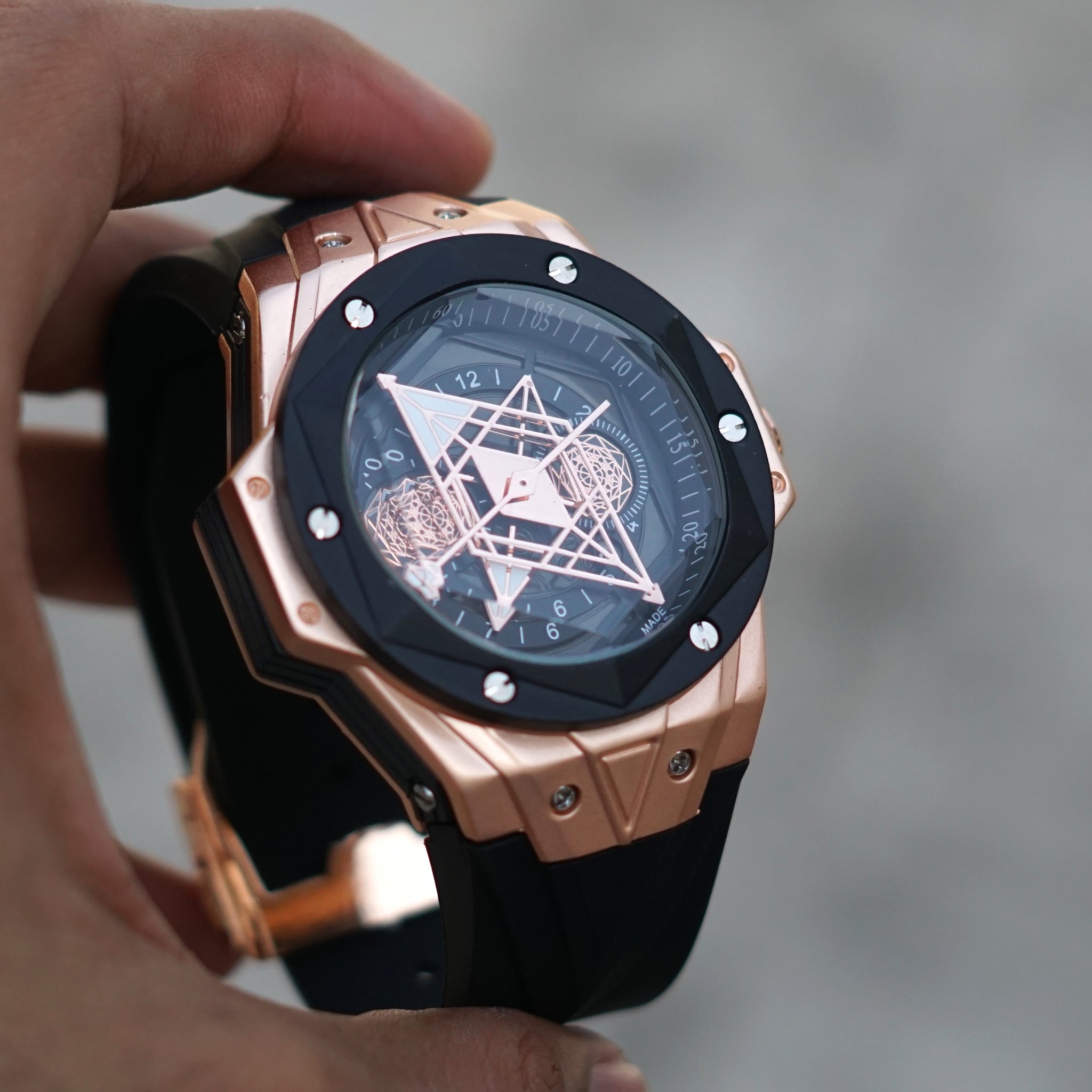 Daily Times Black And Rose Gold Mens Watch