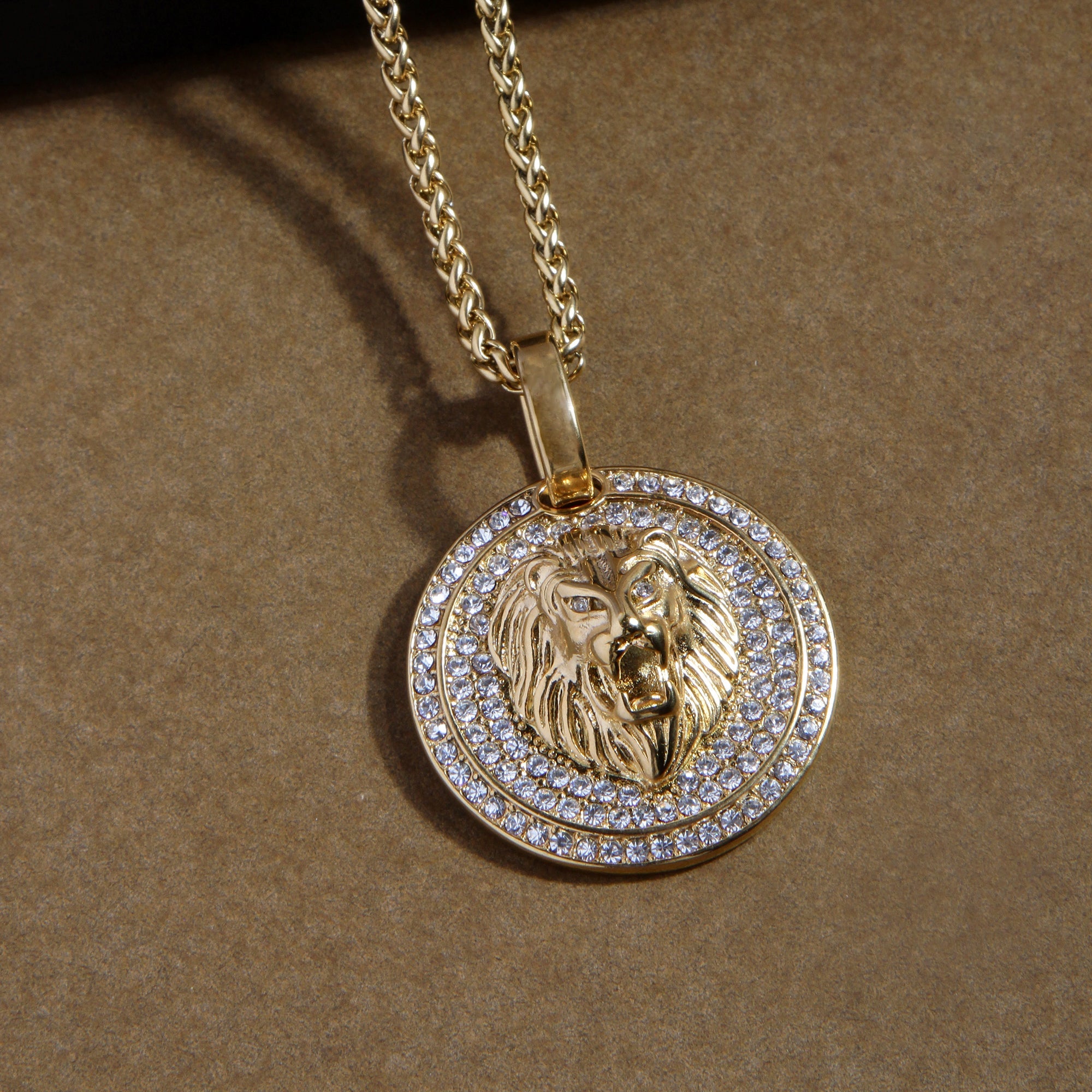 Lion Coin Gold Rope Chain and Pendant Combo