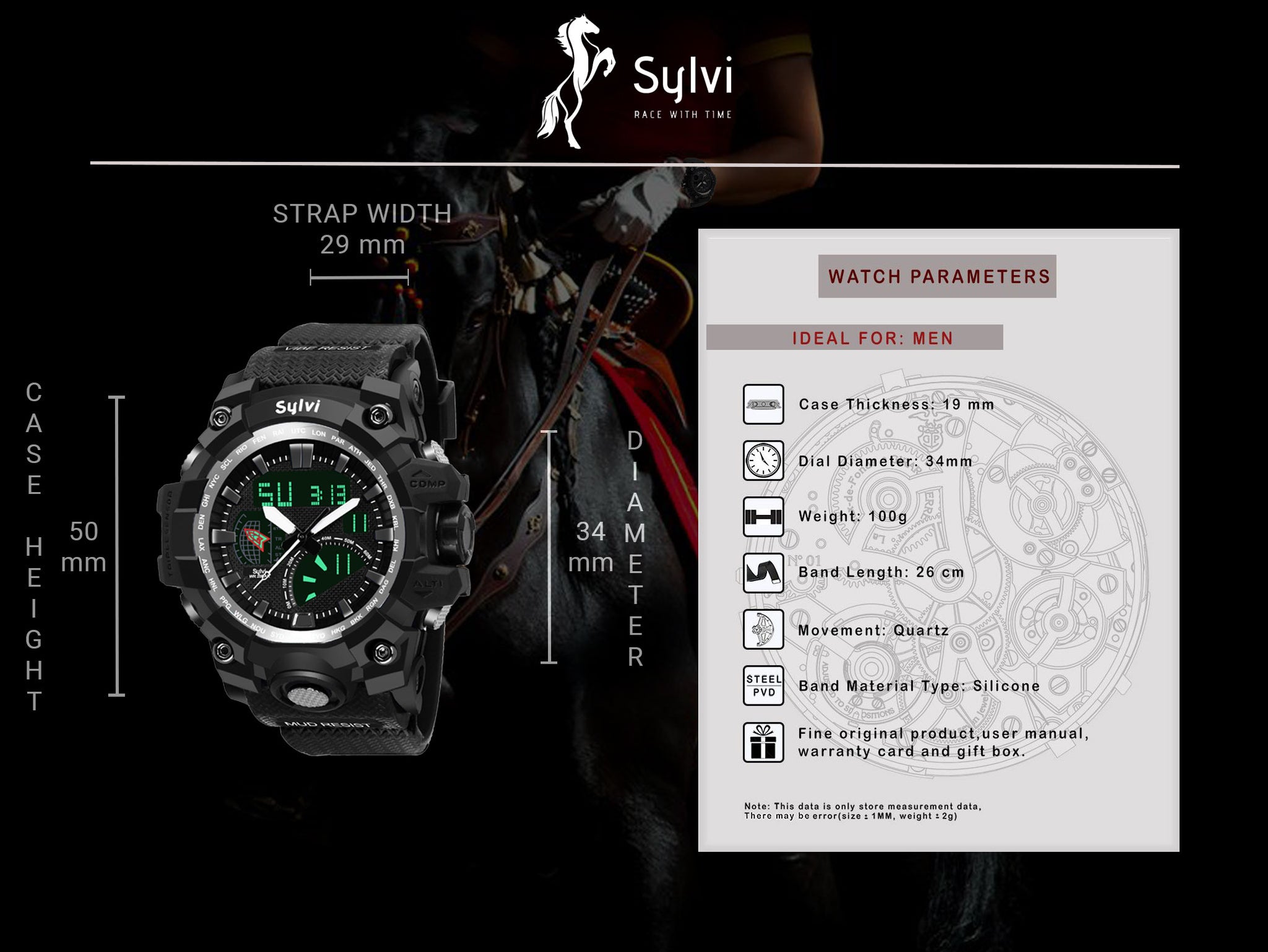 BLACK DIAL SPORTS ANALOG-DIGITAL MEN'S AND BOY'S WATCH