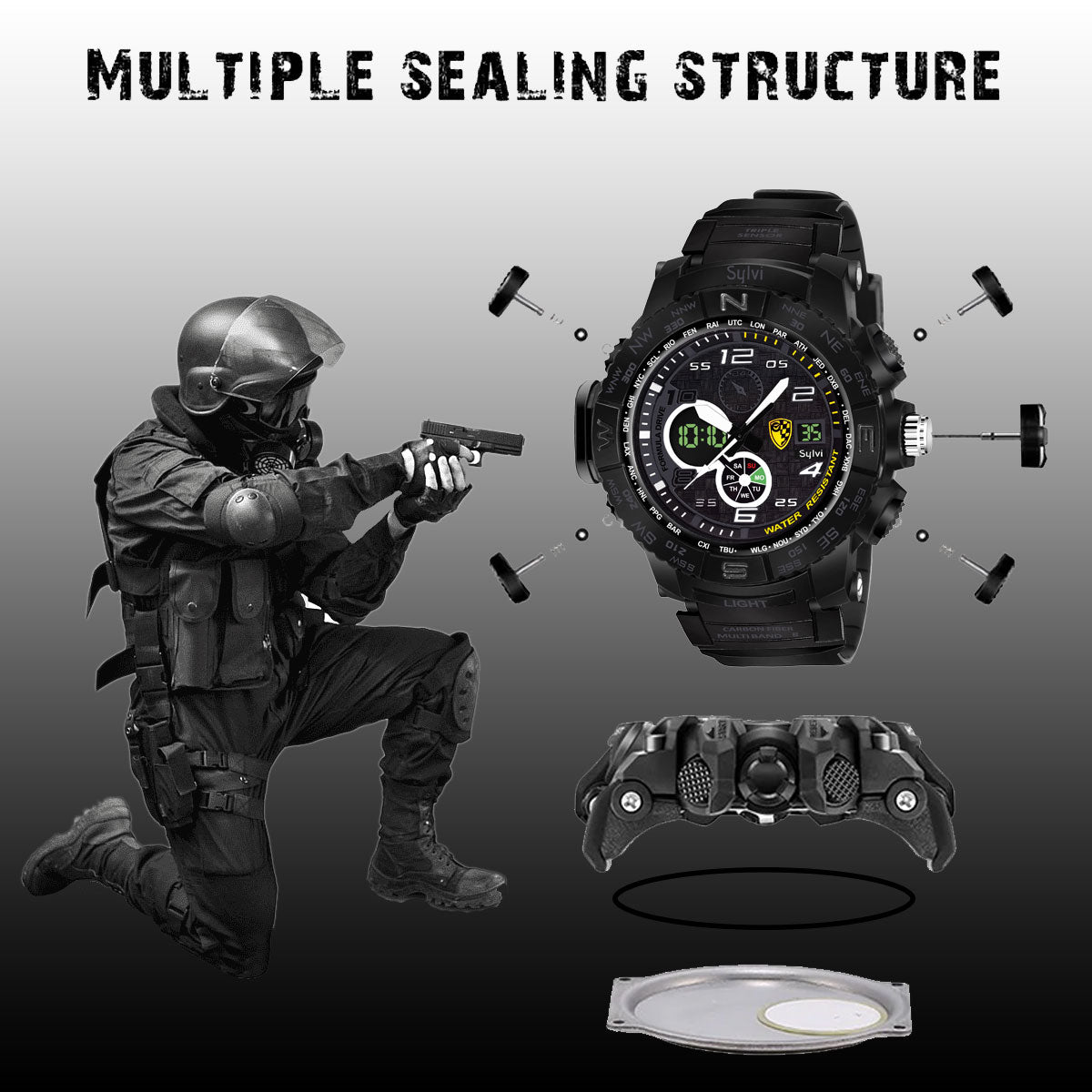 Sports Analog Multi Functional Black Analog Digital Watch-for Men