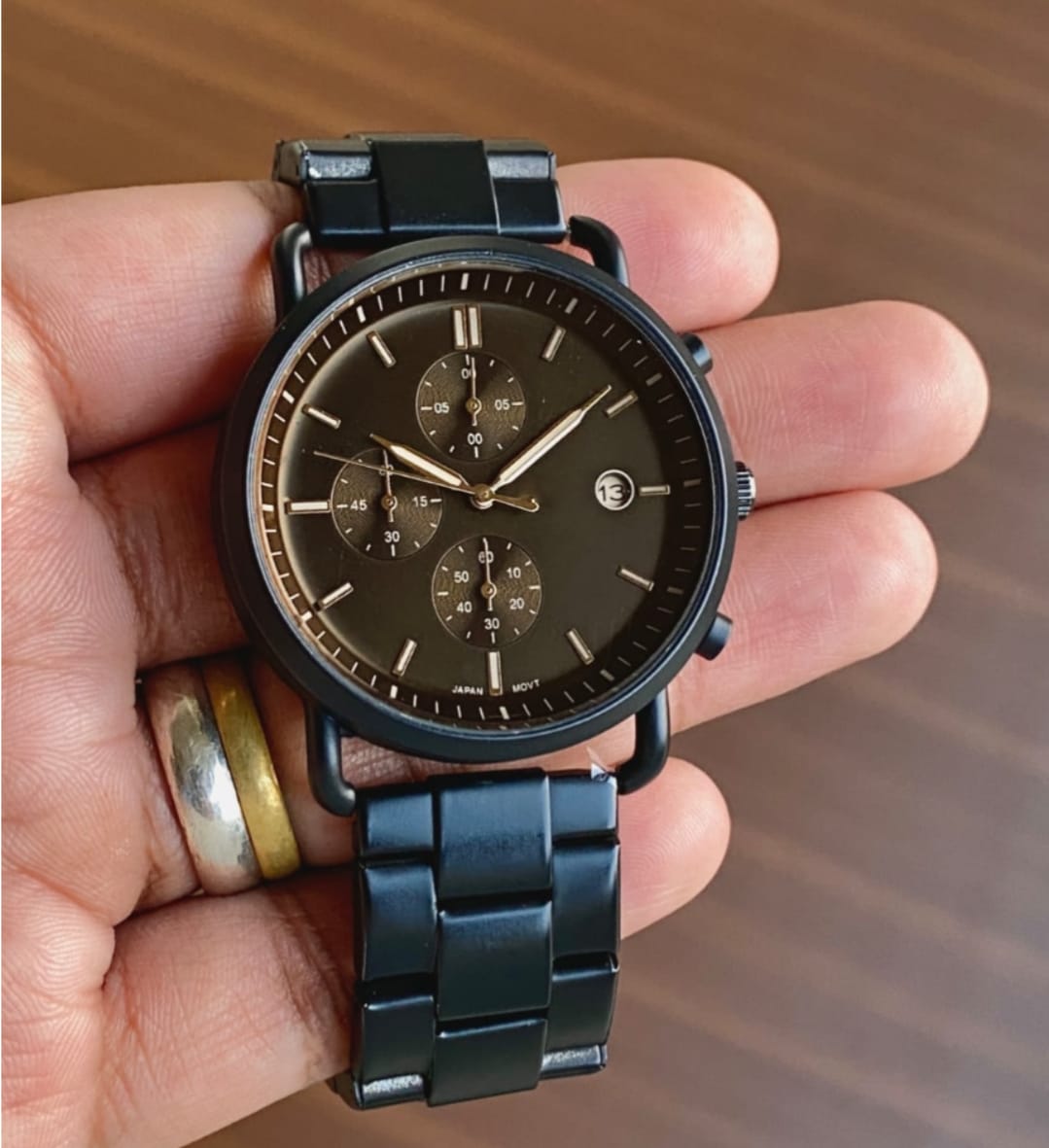 Luxurious Mens Black Dial With Black Stainless Steel Strap Watch