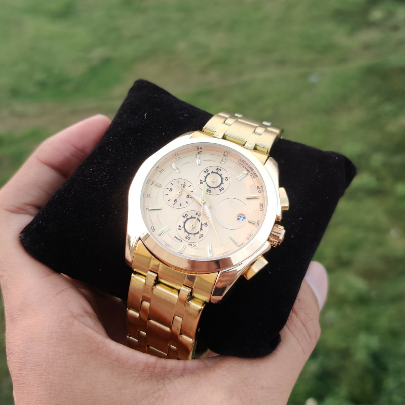 Gold Dial With Gold Stainless Steel Strap Mens Watch